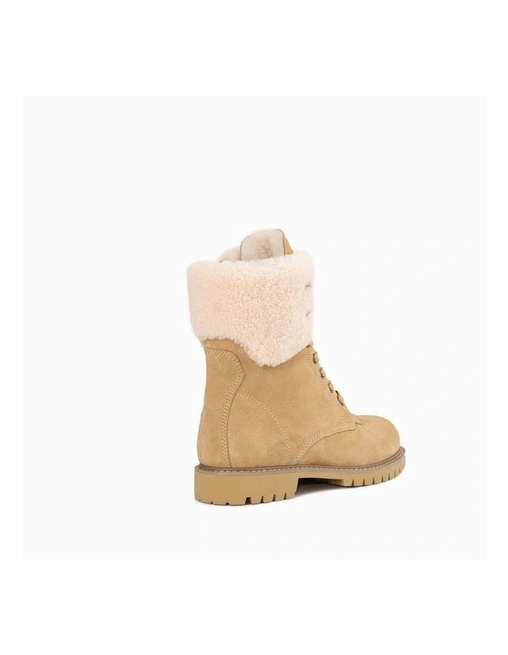 Liliana Shearling Zip Boots in Almond