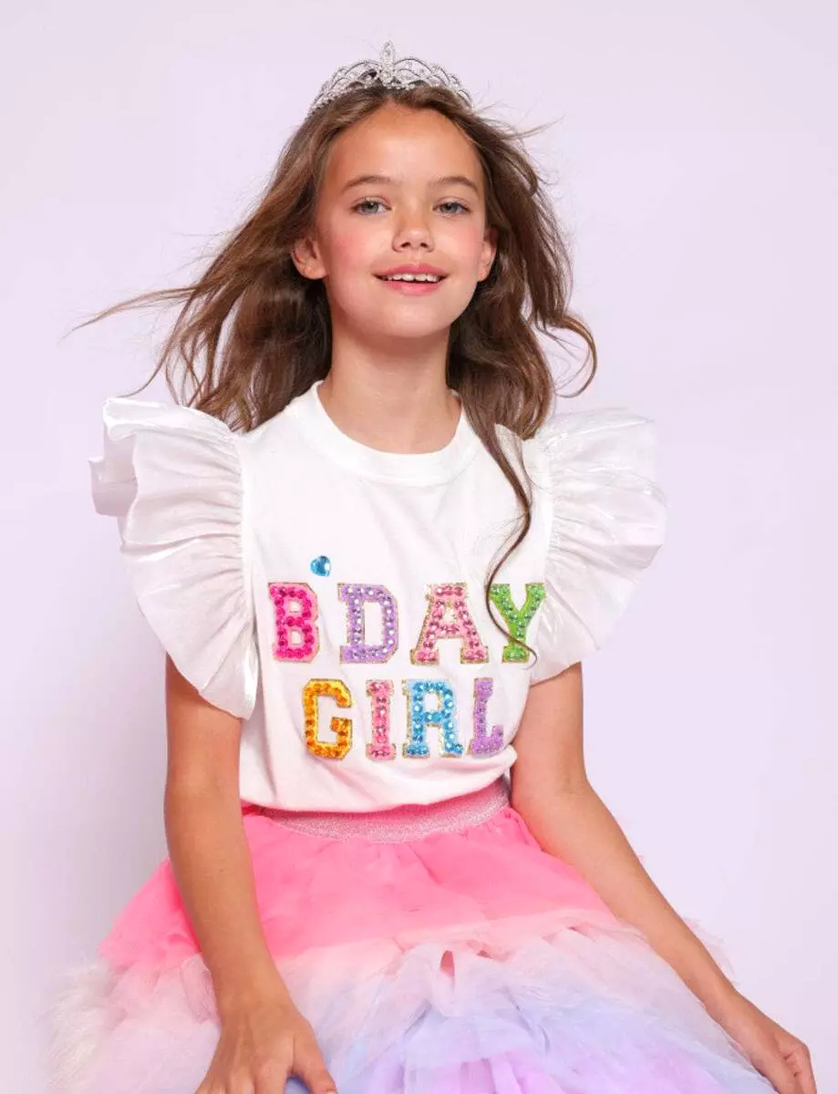 Lola and The Boys Birthday Girl Gem Ruffle Shirt