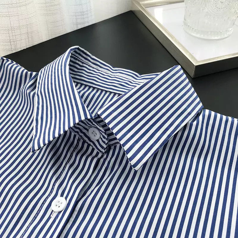 Luxi Blue and White Striped Shirt for Women