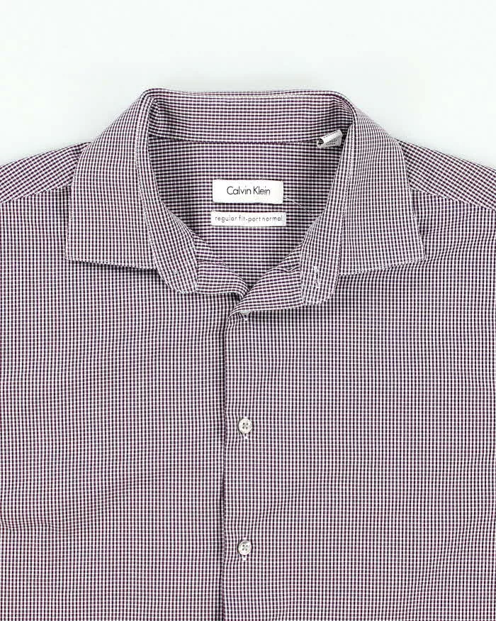 Men's Calvin Klein Blue Checked Button Up Shirt - XL