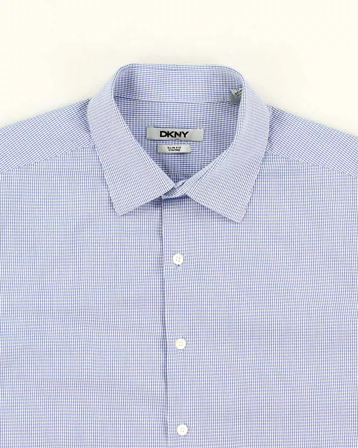 Men's DKNY Blue Checked Button Up Shirt - M