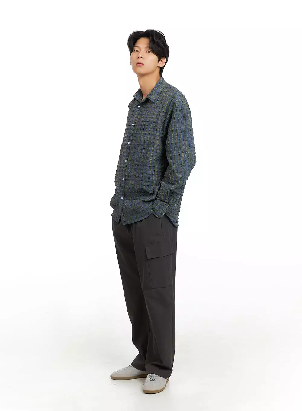 Men's Plaid Textured Shirt IA402