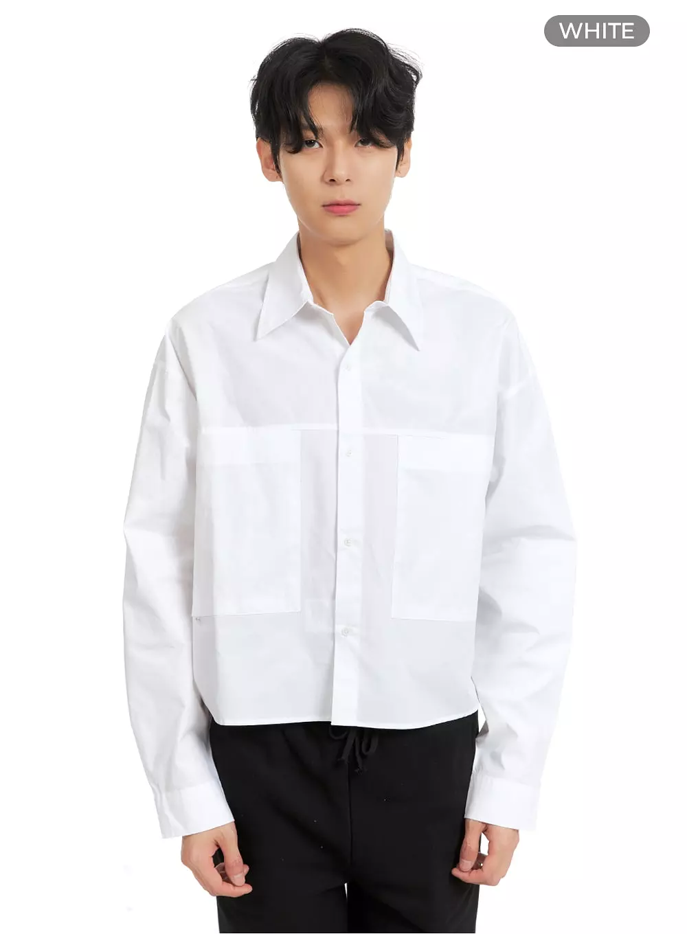 Men's Solid Cotton Crop Shirt IA401