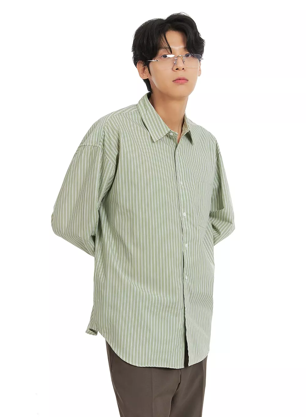 Men's Striped Button Down Shirt IA401