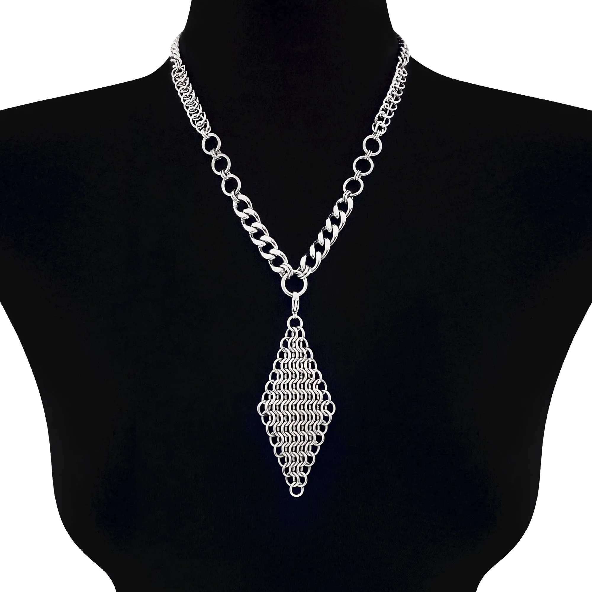 METAL Build Your Own Convertible Necklace - Chainmaille Diamond Attachment