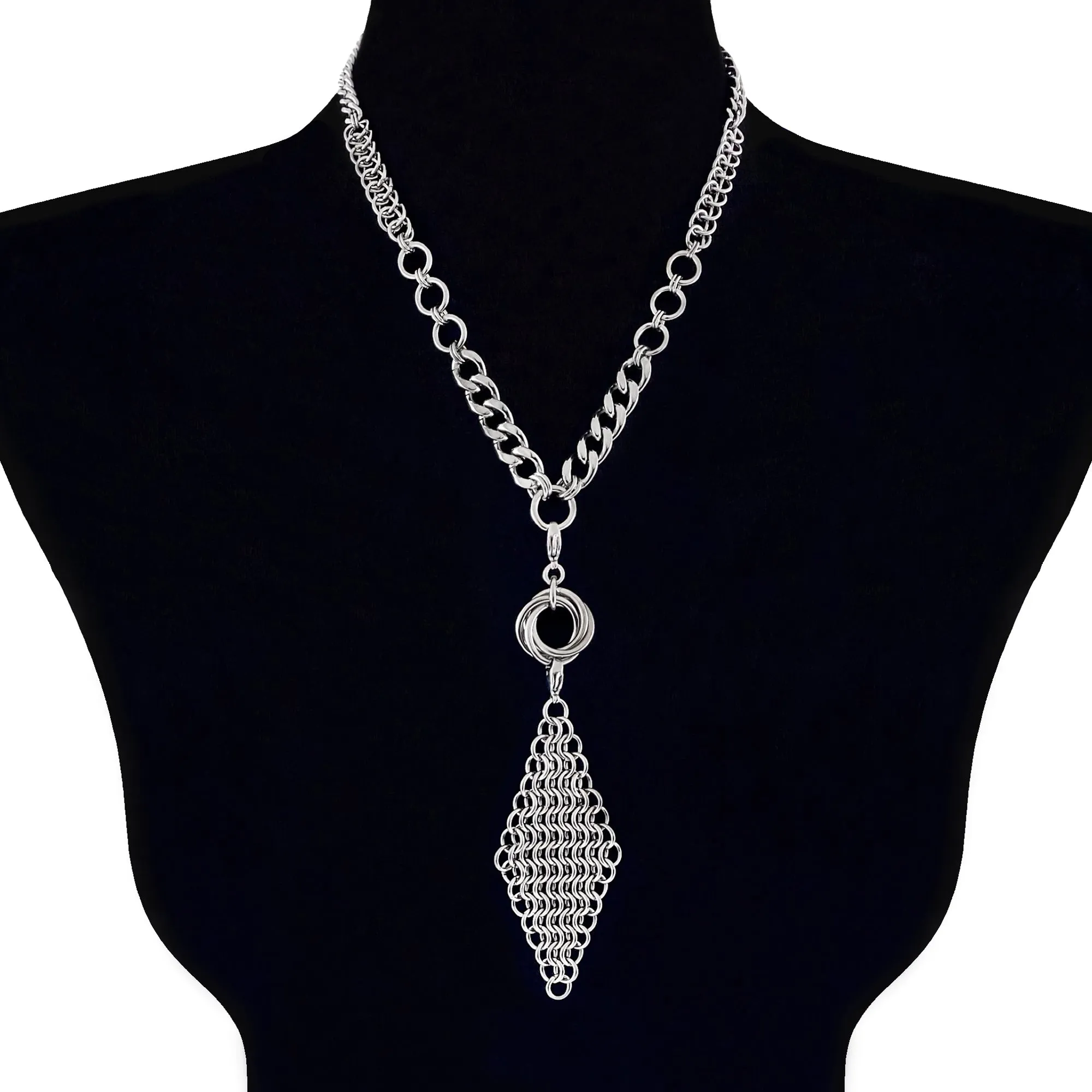 METAL Build Your Own Convertible Necklace - Chainmaille Diamond Attachment