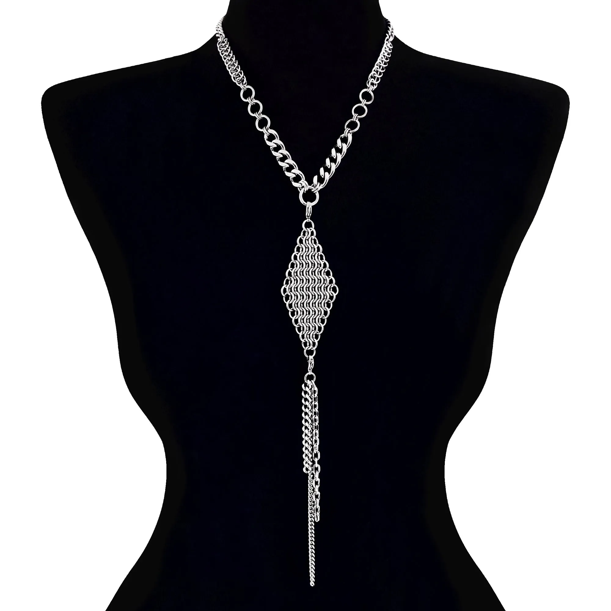 METAL Build Your Own Convertible Necklace - Chainmaille Diamond Attachment