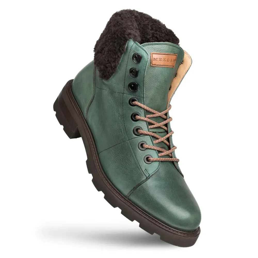 Mezlan R20412 Men's Shoes Green Calf-Skin Leather Shearling Alpine Boots (MZ3550)