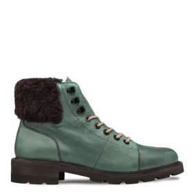 Mezlan R20412 Men's Shoes Green Calf-Skin Leather Shearling Alpine Boots (MZ3550)