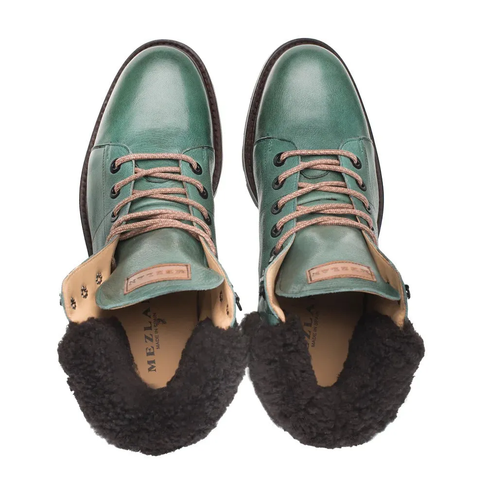 Mezlan R20412 Men's Shoes Green Calf-Skin Leather Shearling Alpine Boots (MZ3550)