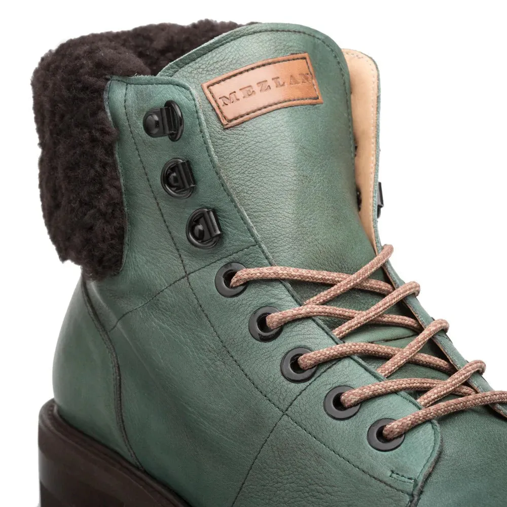 Mezlan R20412 Men's Shoes Green Calf-Skin Leather Shearling Alpine Boots (MZ3550)