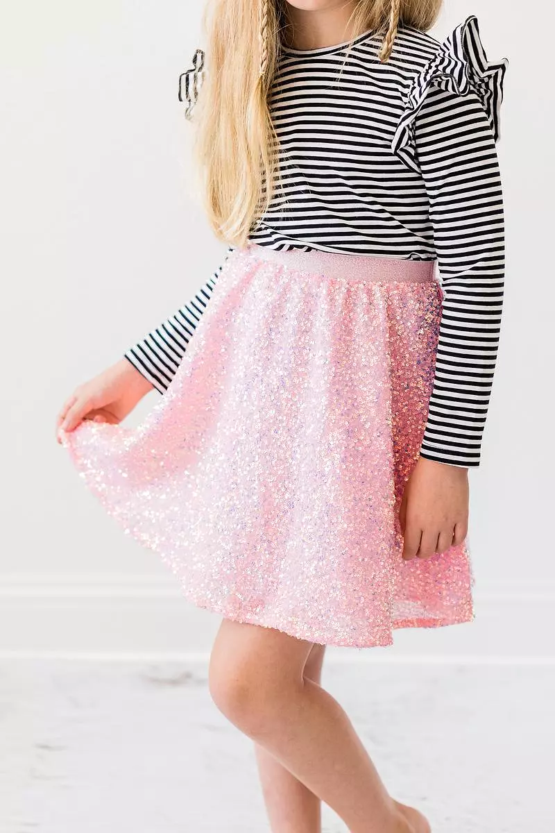 Mila & Rose Sequin Twirl Skirt - Bubblegum Pink