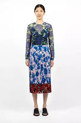 Mixed Floral Skirt Blue