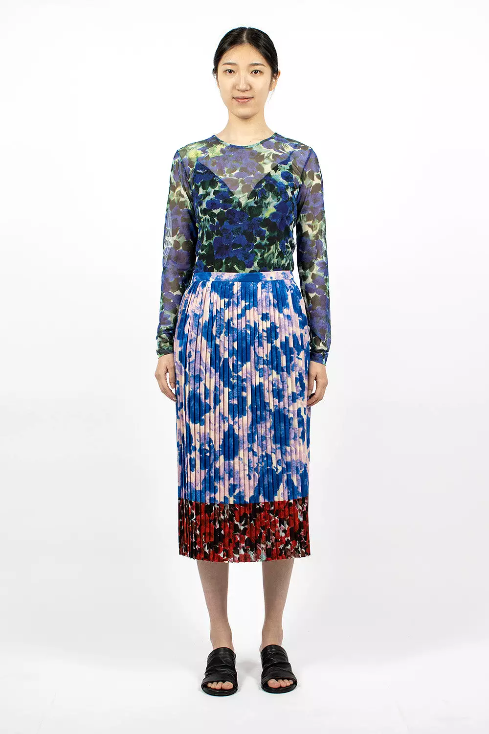 Mixed Floral Skirt Blue