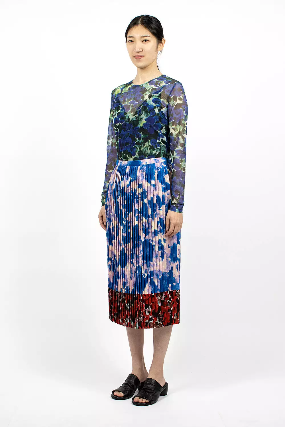 Mixed Floral Skirt Blue