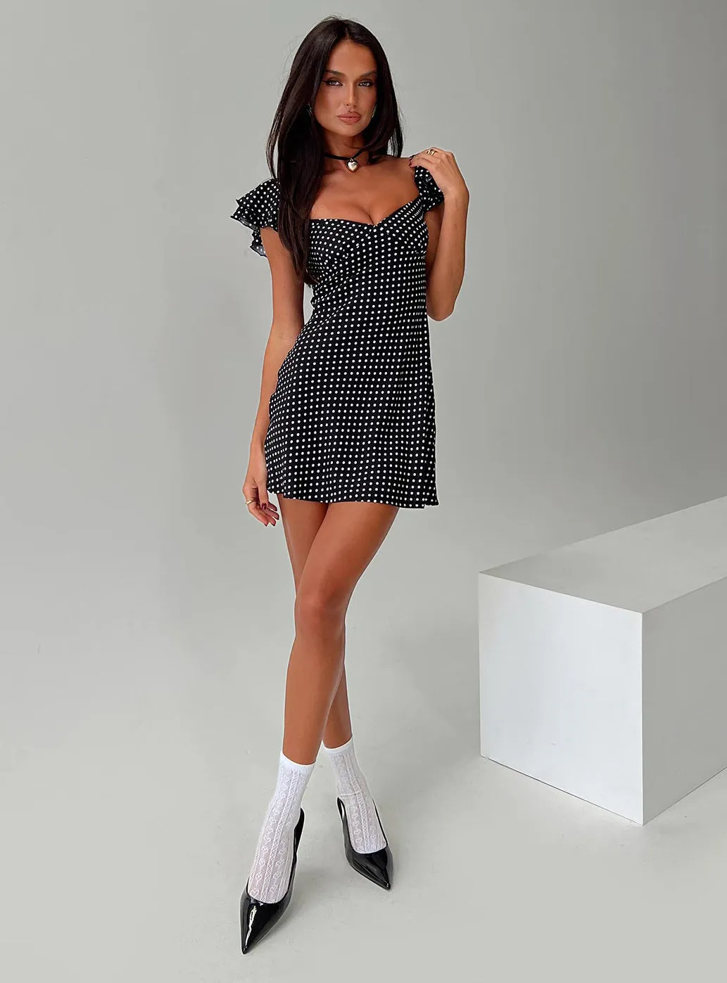 Moretti Mini Dress Black Polka Dot