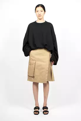 Pleated Wrap Skirt Beige