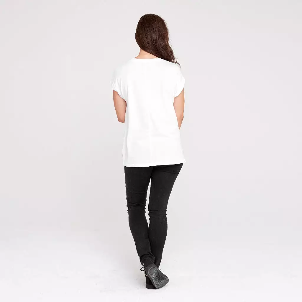 Rolled Sleeve Crew | White