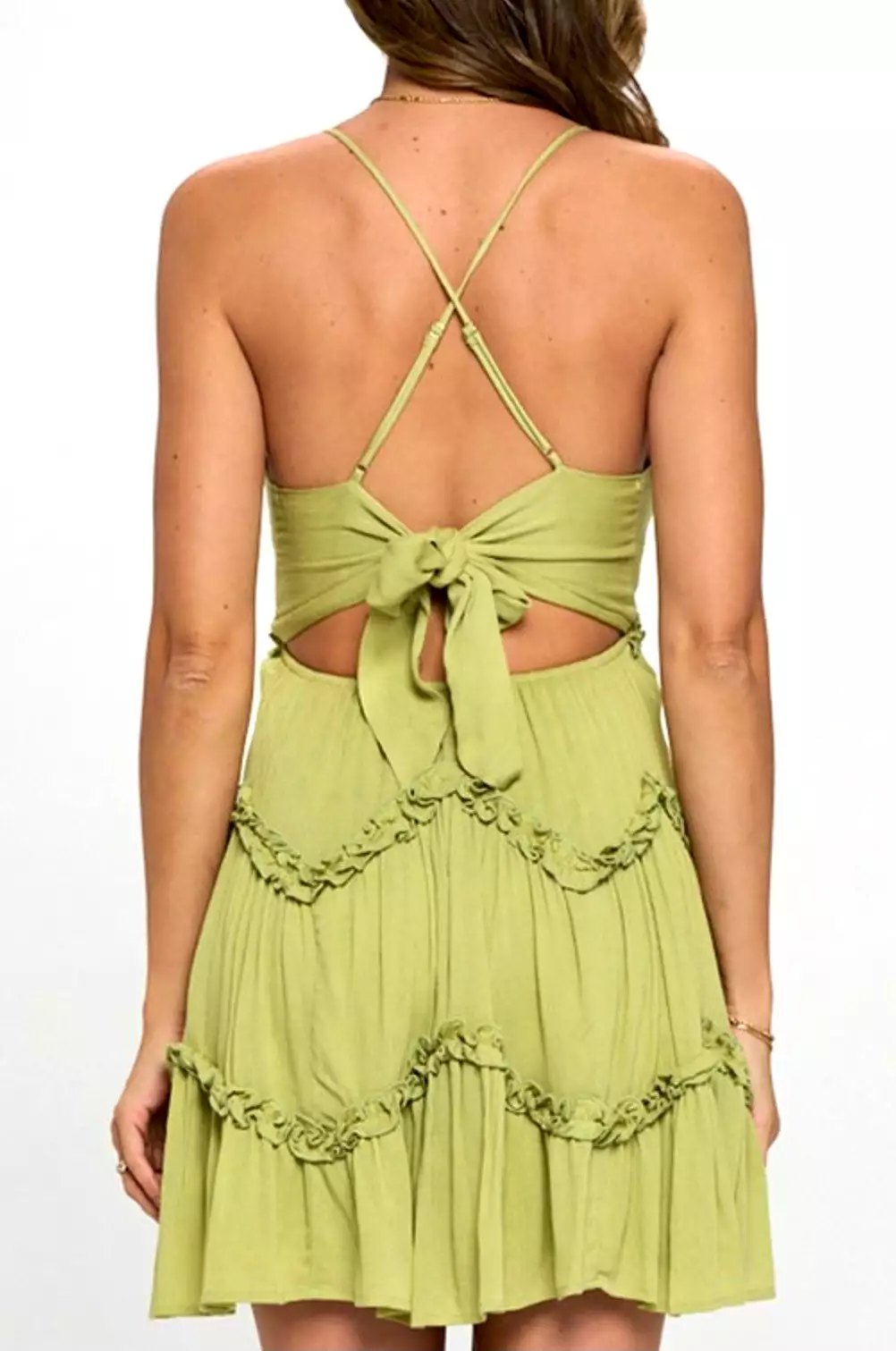 Sage green tie back dress