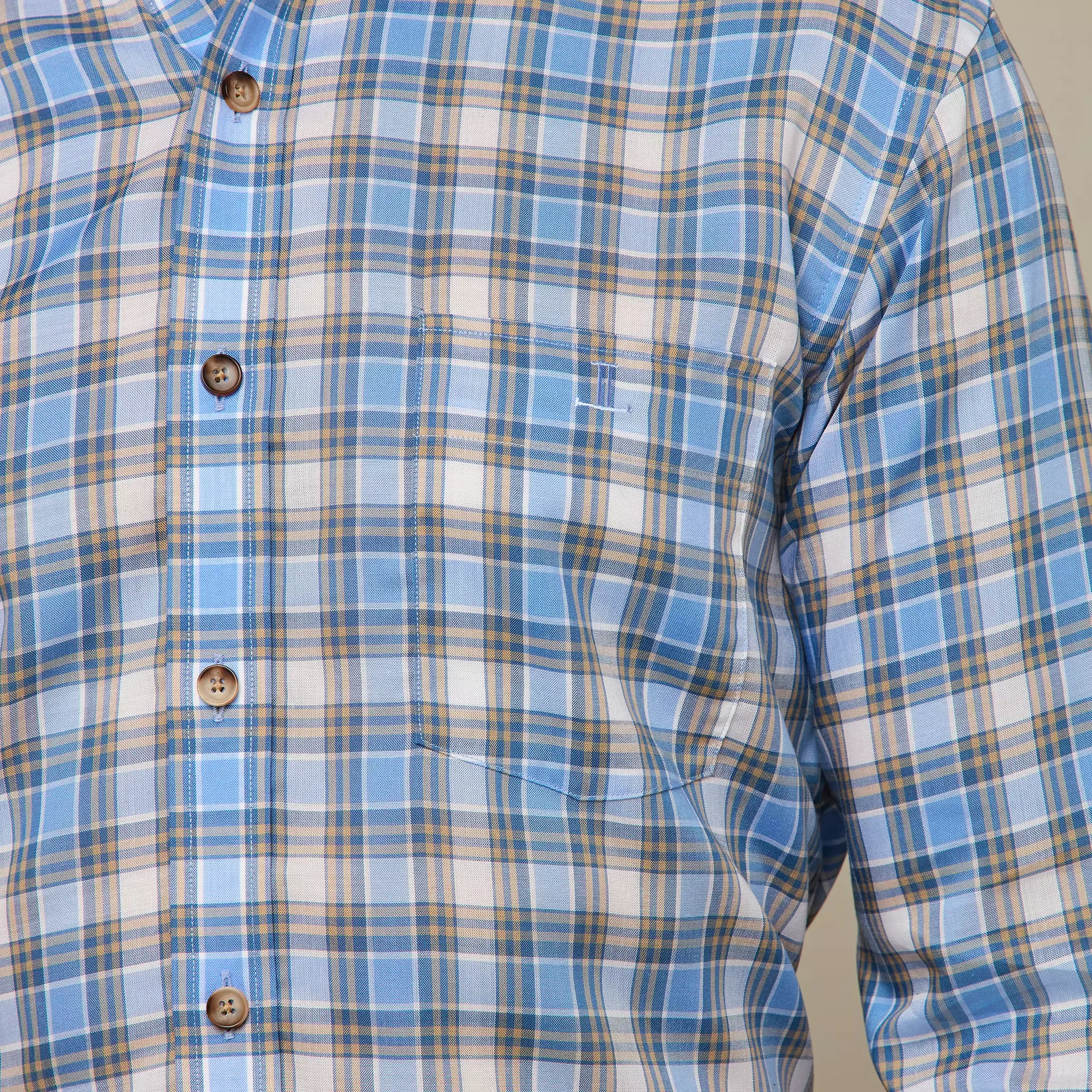 San Antonio :: Tencel Cornflower Blue And Khaki Check