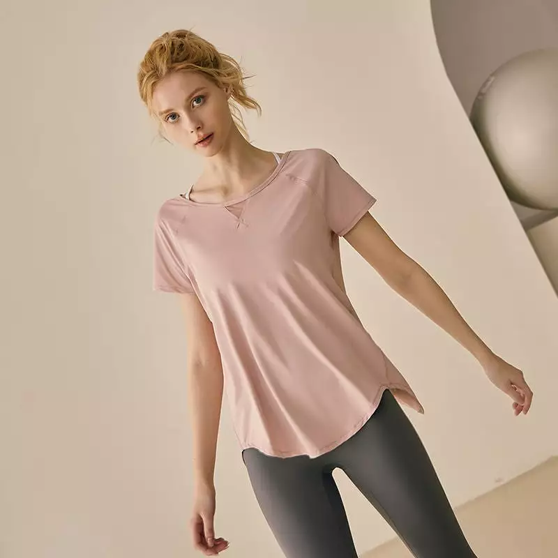 Short-sleeved loose large size sports T-shirt for women