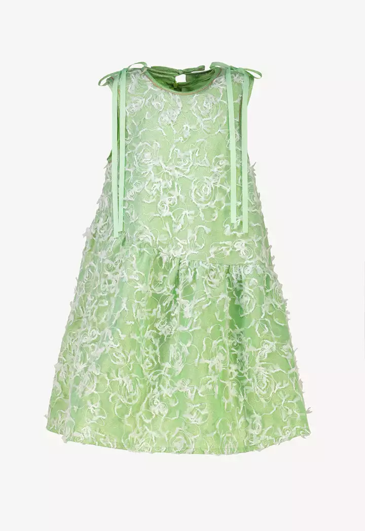 Sleeveless Lurex Tulle Embellish Girls Dress