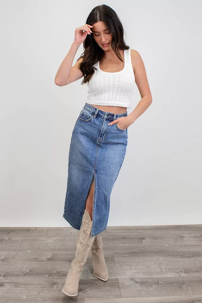 Summer House Denim Midi Skirt