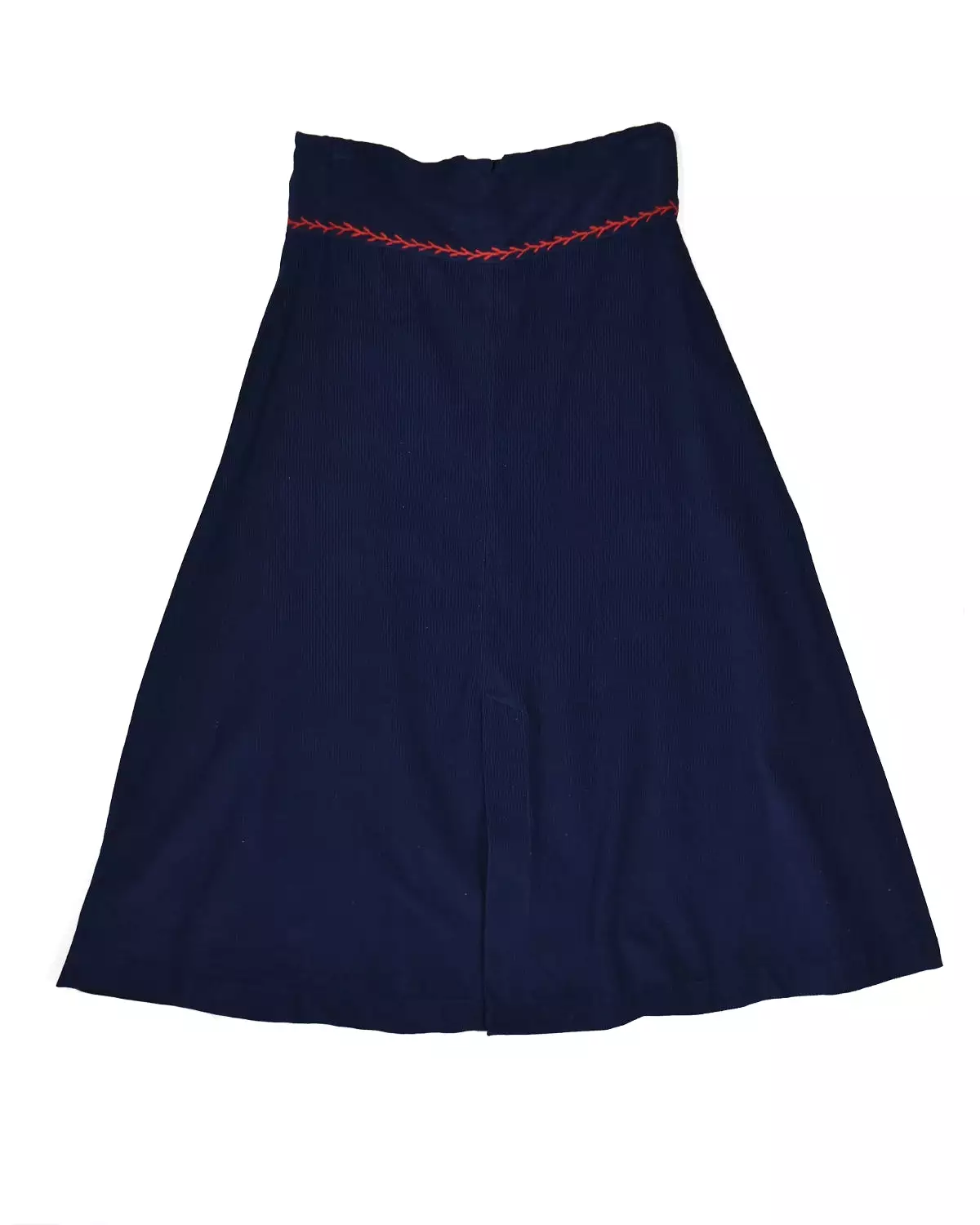 Thierry Colson Navy Corduroy Embroidered Floral Skirt