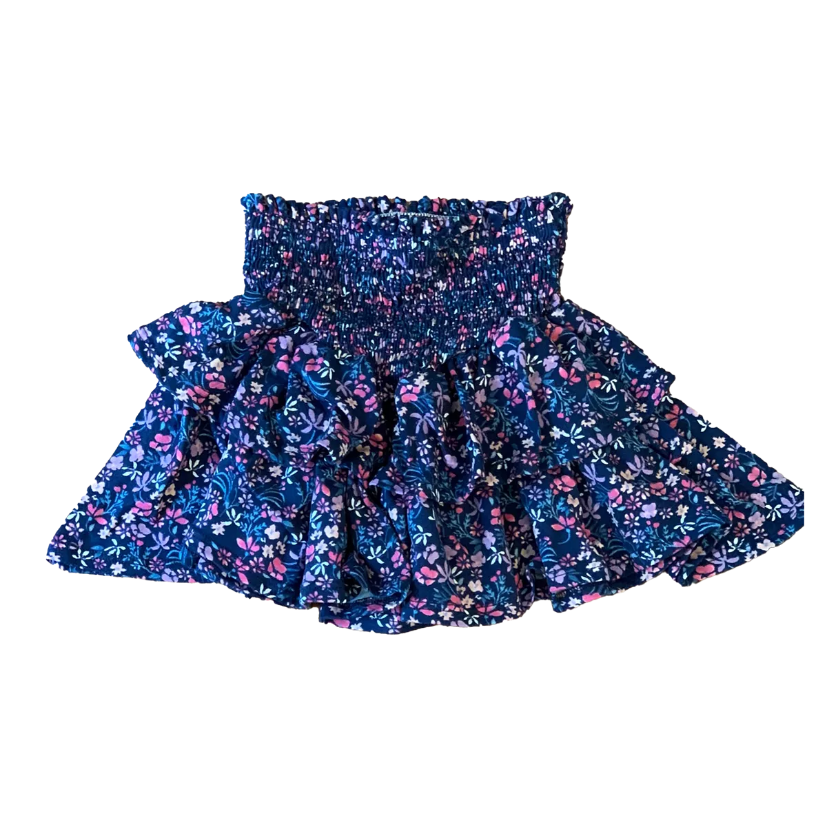 Tweenstyle by Stoopher Ditsy Navy Floral Smocked Waist Tiered Skirt