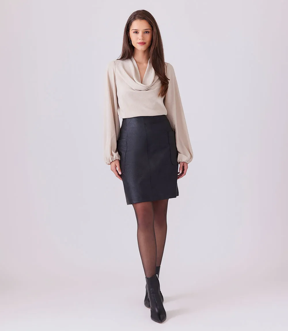 Vegan Leather Pocket Skirt