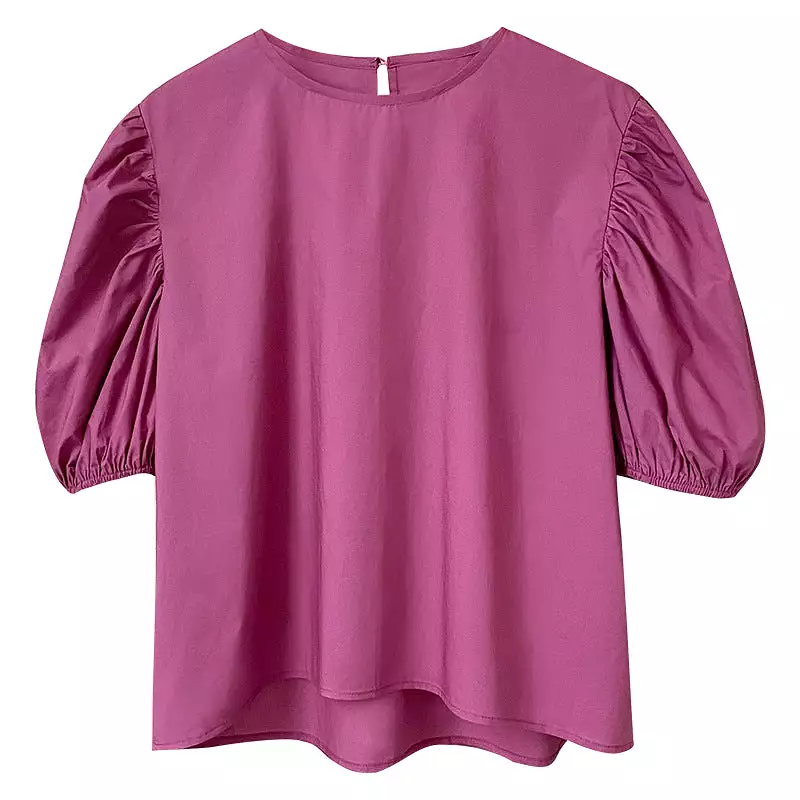 Washed cotton solid color women's shirt