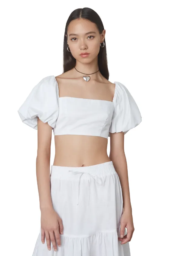 White Puff Sleeve Cropped Julianne Top