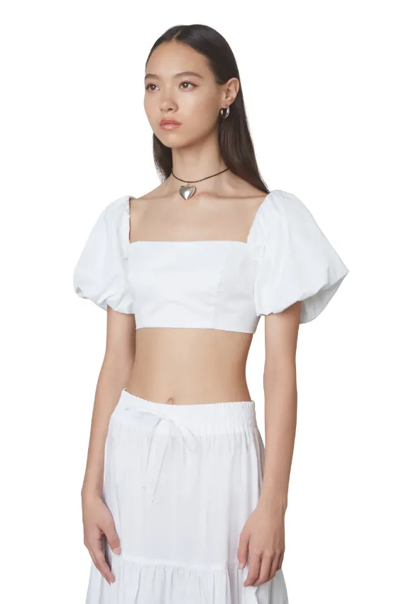 White Puff Sleeve Cropped Julianne Top