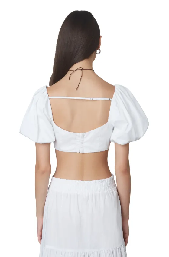 White Puff Sleeve Cropped Julianne Top