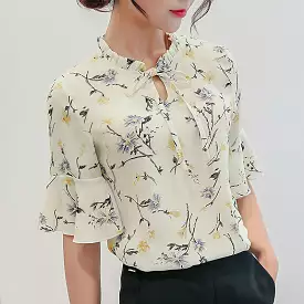 women's OL bottoming slim short-sleeved casual chiffon shirt