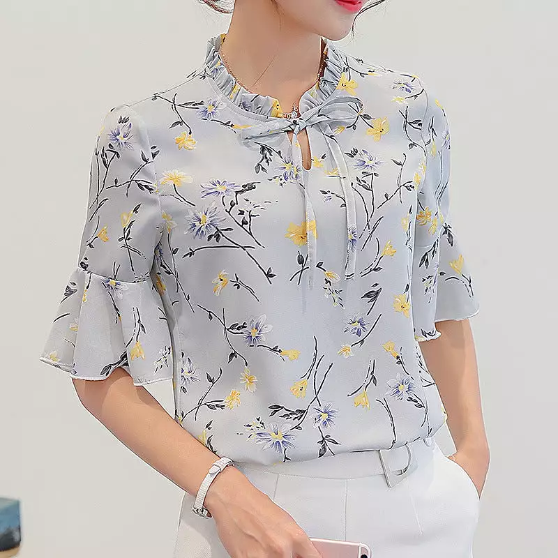 women's OL bottoming slim short-sleeved casual chiffon shirt