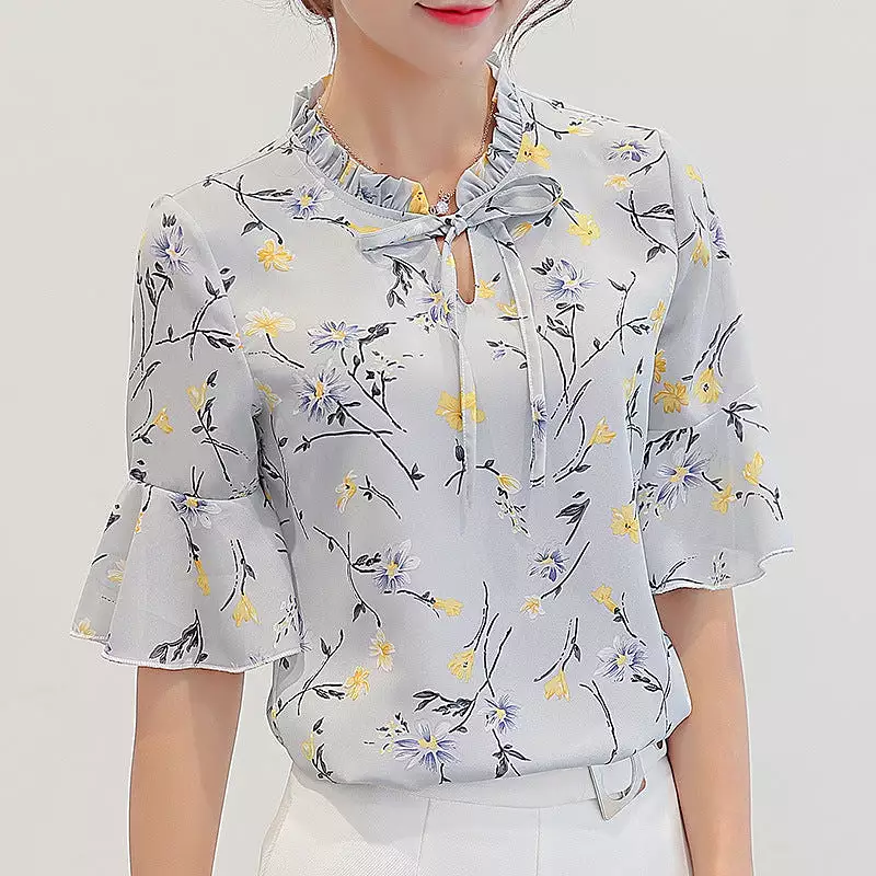 women's OL bottoming slim short-sleeved casual chiffon shirt