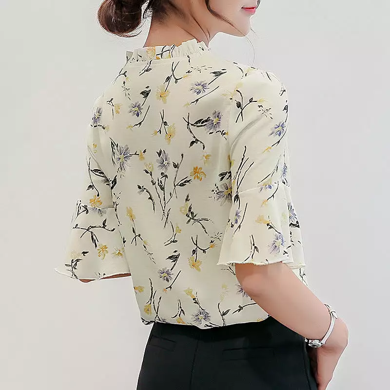 women's OL bottoming slim short-sleeved casual chiffon shirt