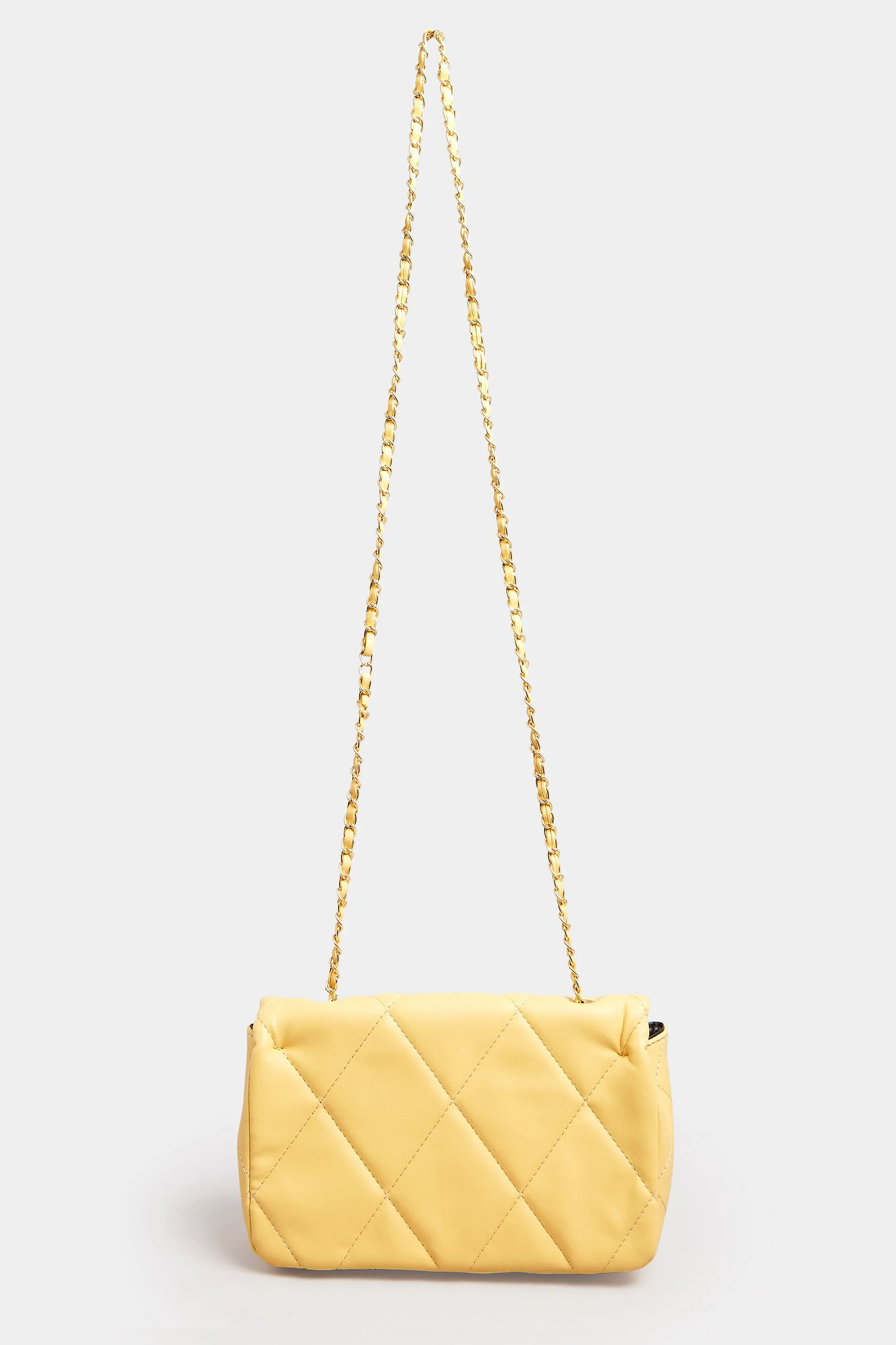 Yellow Studded Quilted Chain Bag